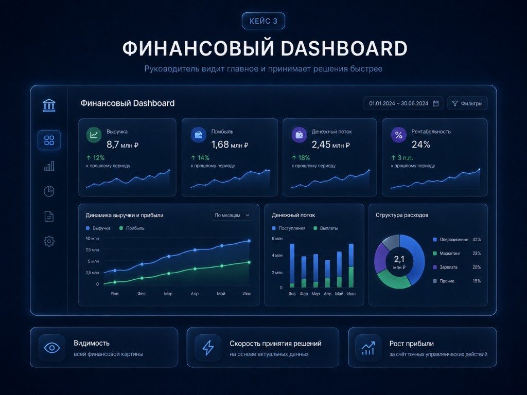 Визуализация финансового dashboard (демо-макет)