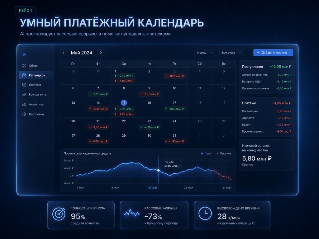Визуализация интерфейса платёжного календаря (демо-макет)
